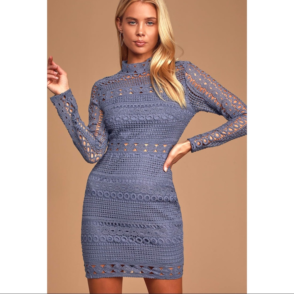 Lulus Crochet Lace Ling Sleeve Sheath Dress